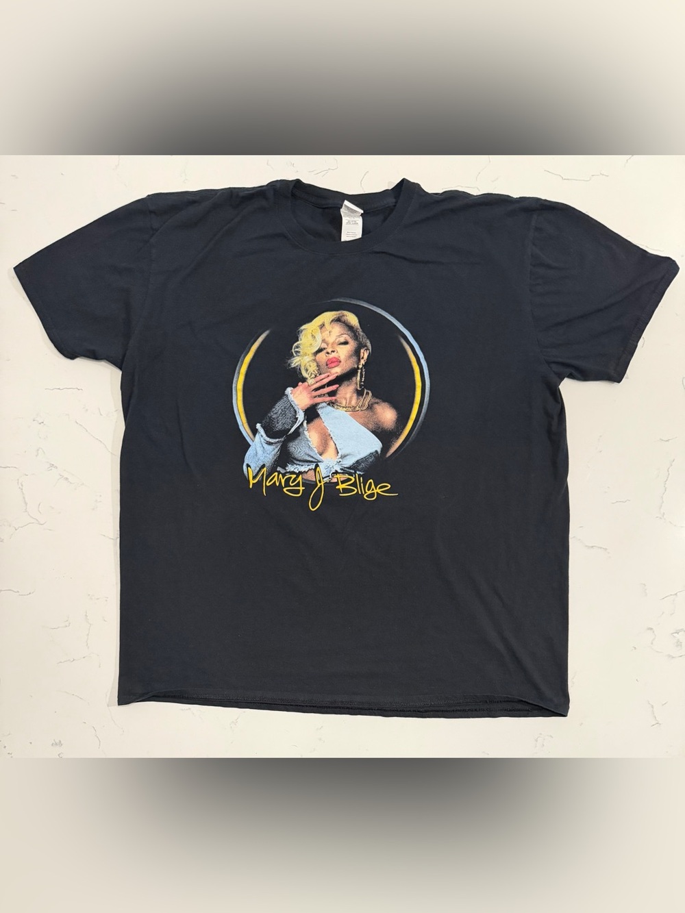 Mary J. Blige Portrait Graphic T-Shirt 2XL Black R&B Hip Hop Music Tee